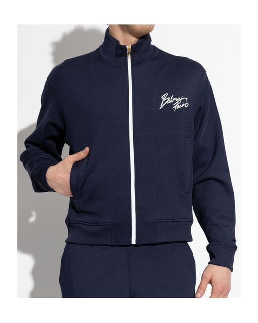 Balmain Blue High-Neck Long-Sleeved Casual Jacket for men