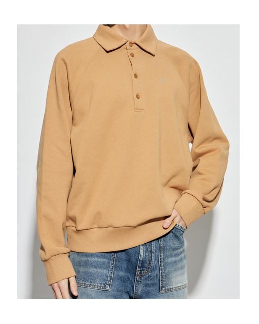Givenchy Natural Logo Embroidered Long-Sleeve Polo Shirt for men