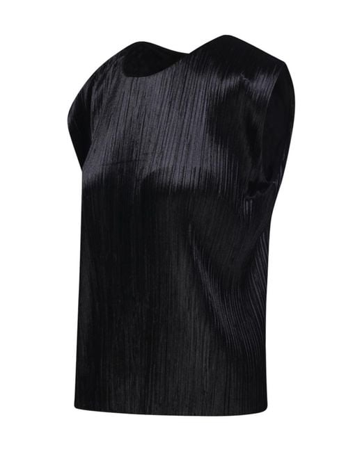 Forte_forte Black Pleated Jersey Top