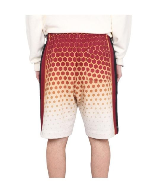 Dries Van Noten Red Logo Printed Drawstring Bermuda Shorts for men