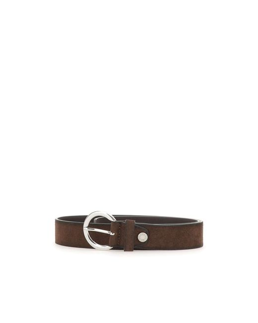 Gianni Chiarini White Round-Buckle Suede Belt