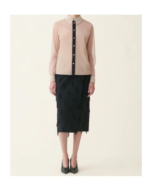 Fabiana Filippi Natural Sheer Lace-Collar Blouse