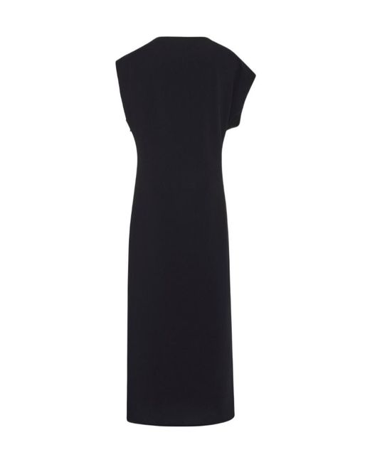 The Row Black Blathine Crewneck Midi Dress