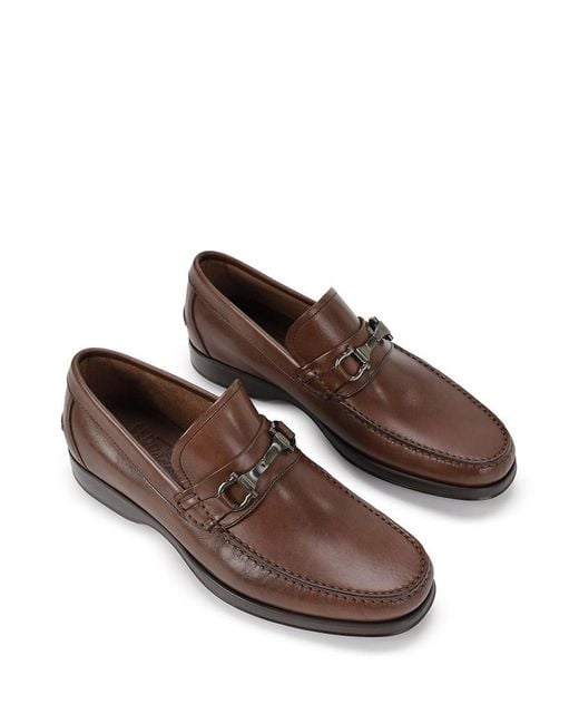 Ferragamo Brown Logo Buckle Business Casual Shoes for men