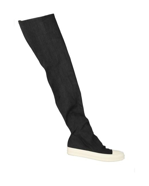 Rick Owens Black Round Toe Knee-Higth Boots