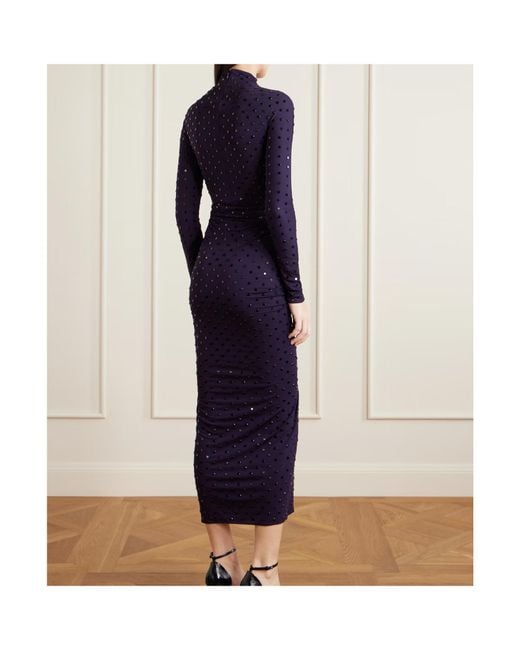 Alaïa Blue Crystal-Embellished Knitted Midi Dress