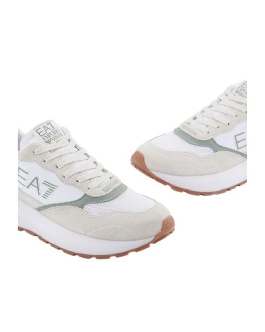 EA7 White Logo-Appliqué Sneakers for men
