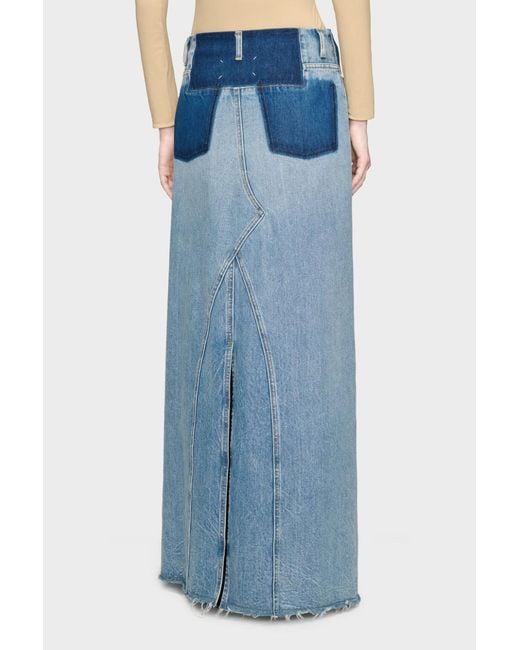 Maison Margiela Blue Two-Tone Denim Maxi Skirt