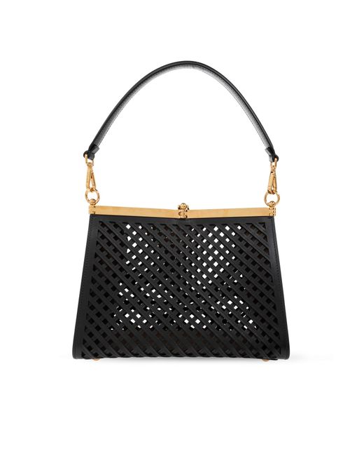 Etro Black Perforated Leather Shoulder Bag