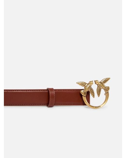 Pinko White Lovebird Metal Buckle Belt
