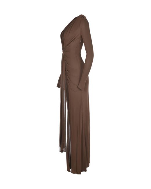 GIUSEPPE DI MORABITO Brown Draped Slit Maxi Dress