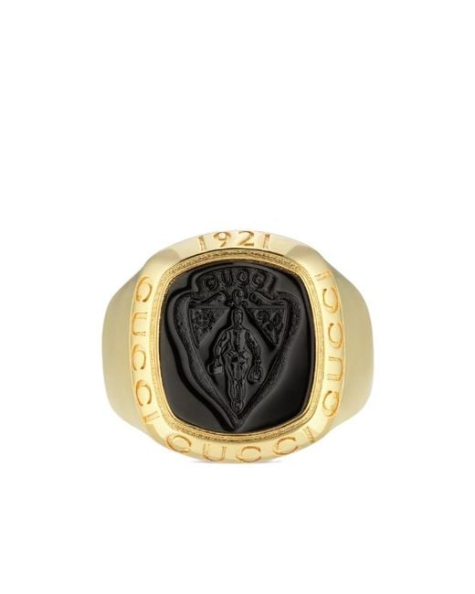 Gucci Multicolor Crest Signet Ring for men