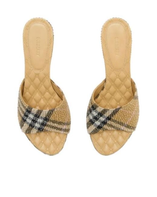 Burberry Multicolor Rhinestone Check Sloane Mules