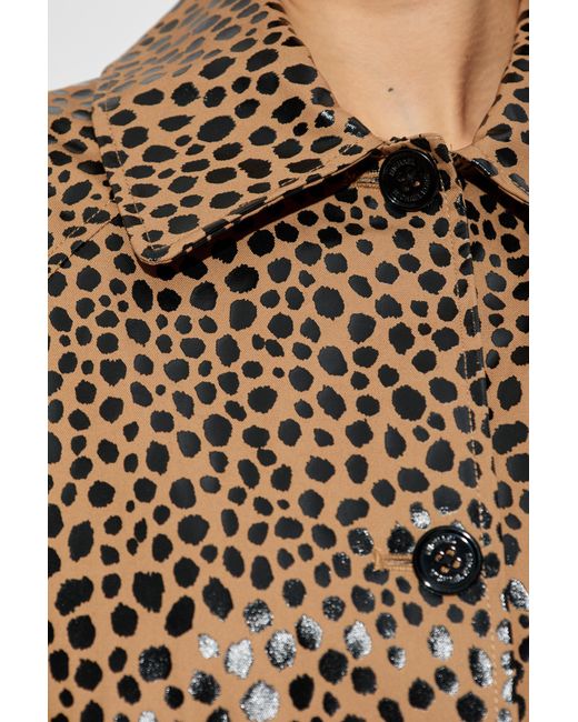 Michael Kors Natural Michael Leopard Printed Mid-Length Coat