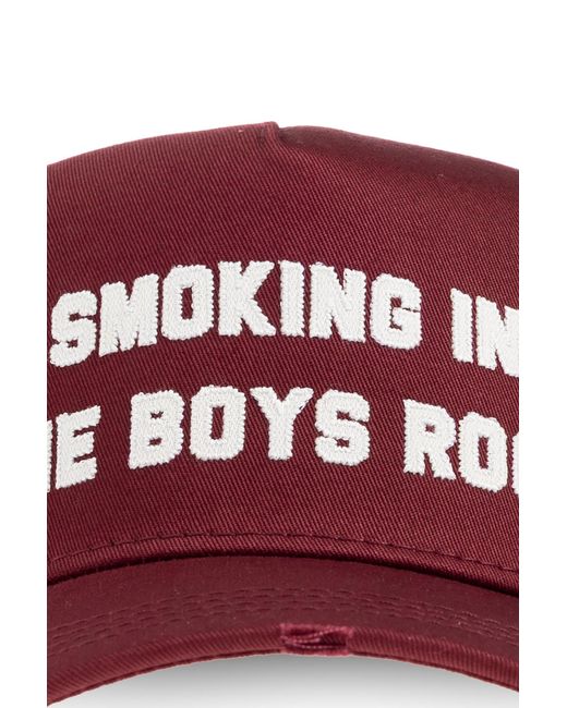 DSquared² Red College Distressed Baseball Cap for men