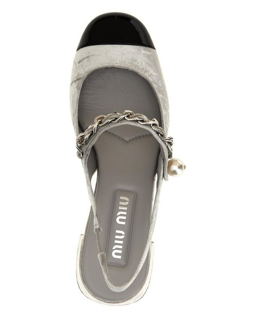 Miu Miu Metallic Two-Toned Velvet Slingback Pumps