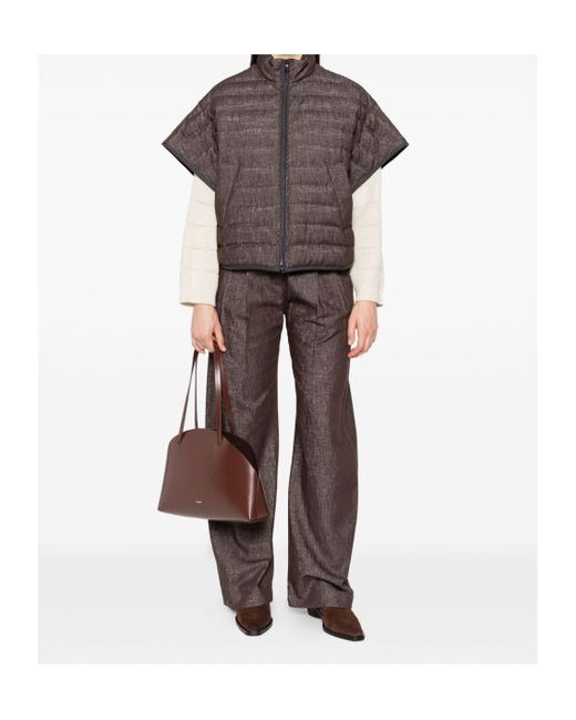 Brunello Cucinelli Gray Quilted Zip-Front Jacket