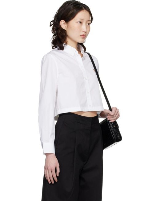 Maison Kitsuné White Maison Kitsuné Baby Fox Cropped Shirt