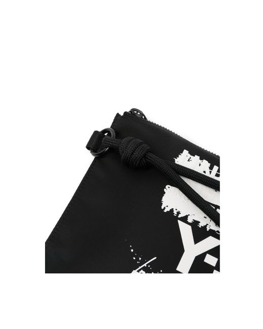 Y-3 Black Graphic Printed Pouch for men