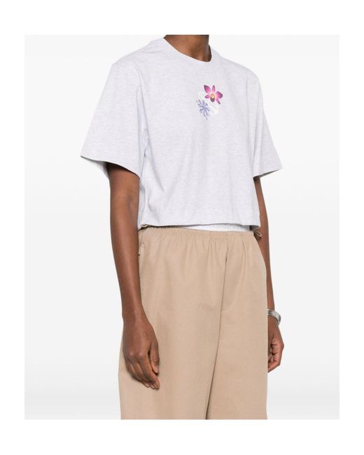 Off-White c/o Virgil Abloh White Logo Printed Cropped T-Shirt