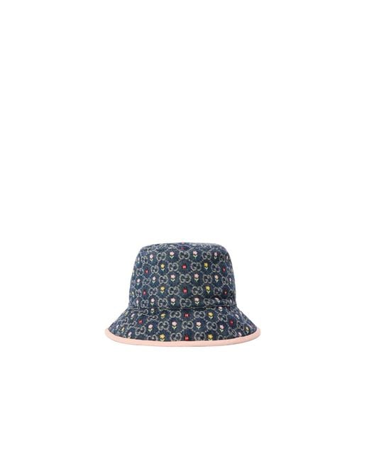 Gucci Blue Vintage Floral Fisherman Hat