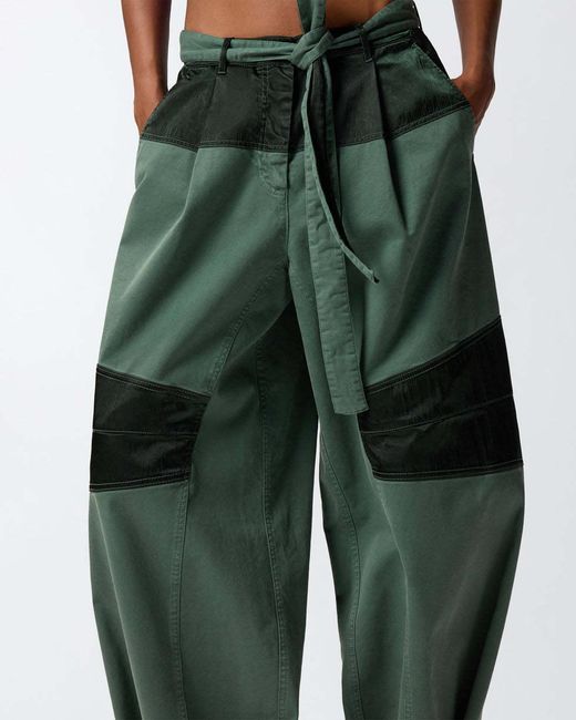 Pinko Green Panelled Belted Trousers