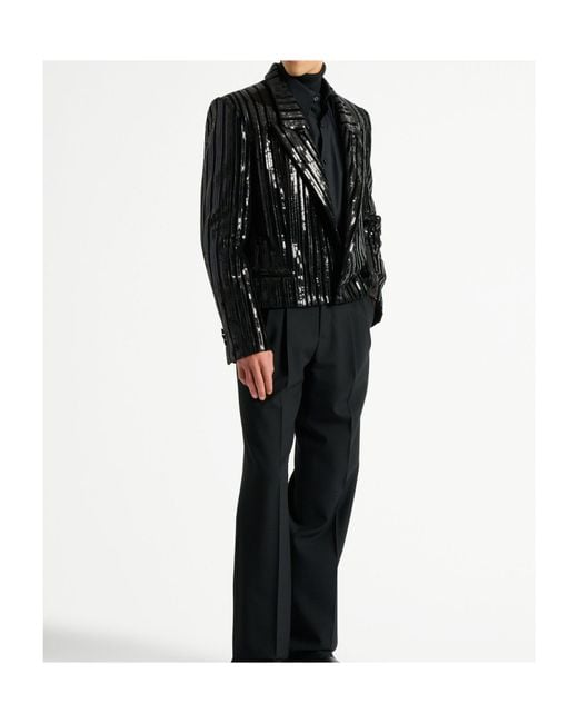 Balmain Black Striped Sequin Blazer for men