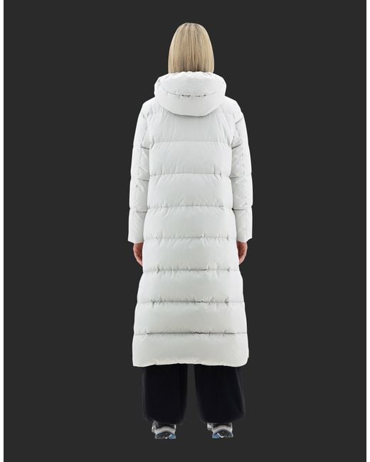 Herno White Zip-Up Hooded Long Coat