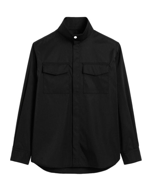AMI Black High Collar Shirt for men