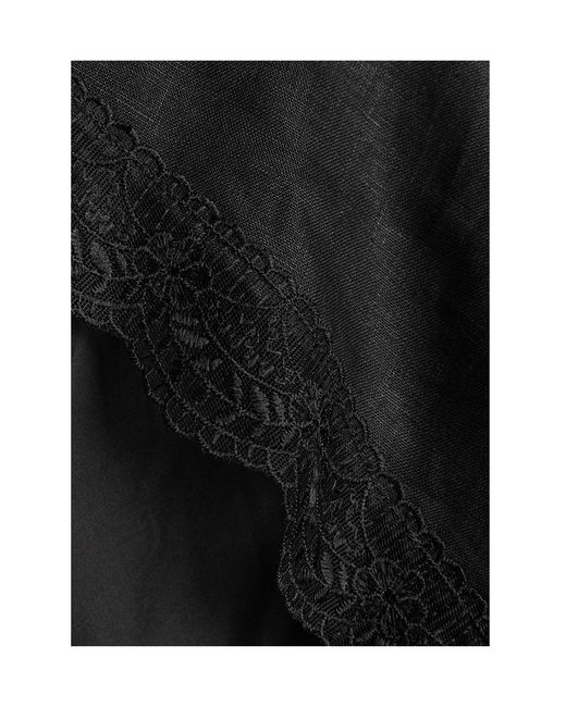 Staud Black Lace-Trim Linen Shorts
