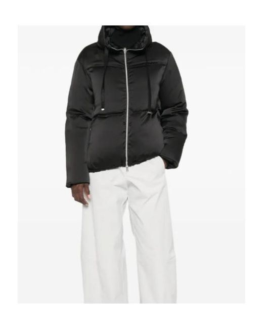 Herno Black High-Neck Drawstring Zip-Up Jacket