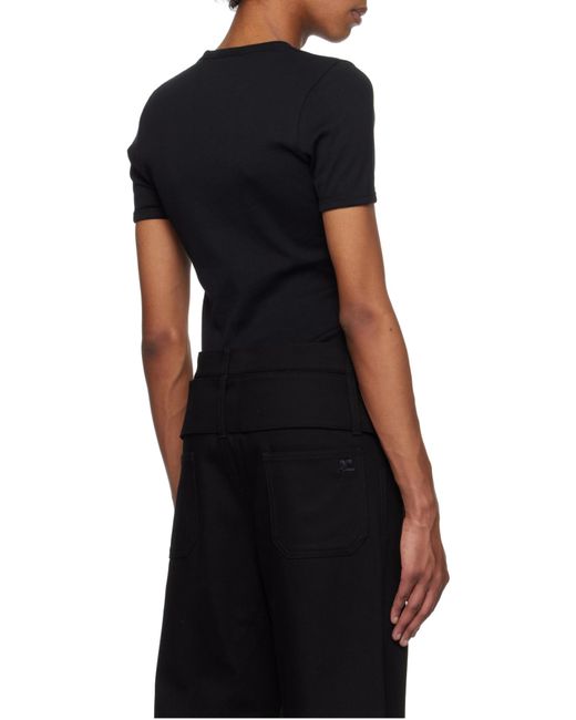 Courreges Black Courrèges Logo Crew Neck T-Shirt for men