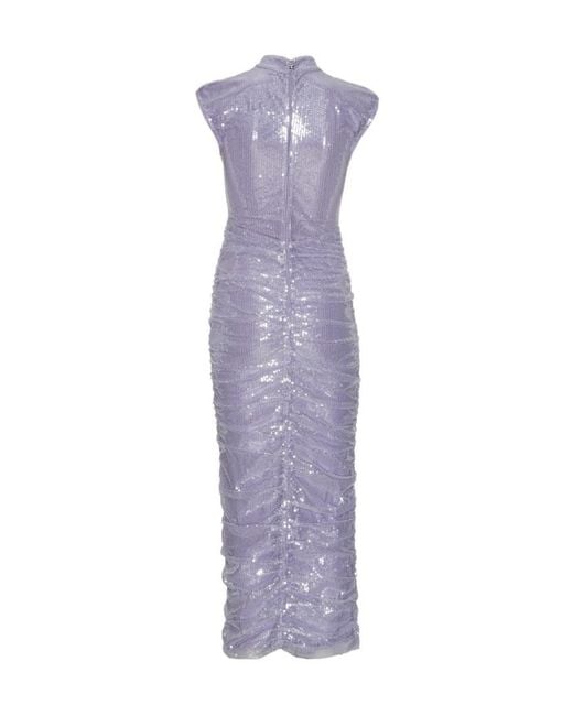 ROTATE BIRGER CHRISTENSEN Purple Sequin High-Neck Midi Dress