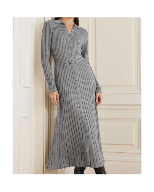 Gabriela Hearst Gray Rib Mid-Length Dress