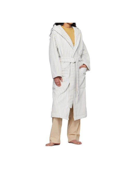 Tekla White Terry Hooded Bathrobe