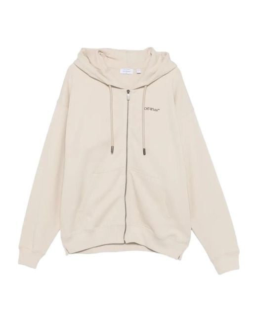 Off-White c/o Virgil Abloh Natural Zip-Up Drawstring Hoodie for men