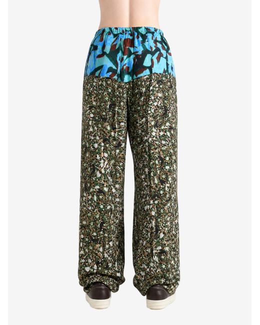 Dries Van Noten Green Print Fluid Pant