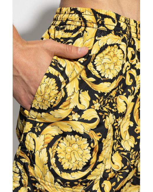 Versace Yellow Barocco Swim Shorts for men