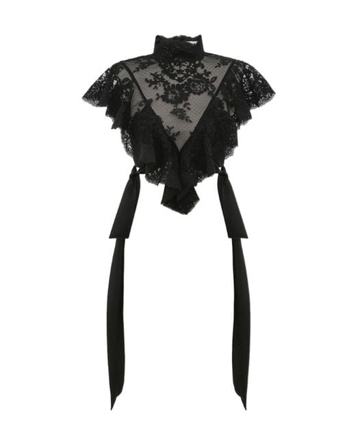 Zimmermann Black Luna Lace Bodice Top