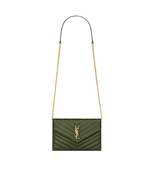 Saint Laurent White Cassandre Envelope Chain Wallet