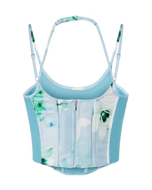 Pinko Blue Floral-Print Corset