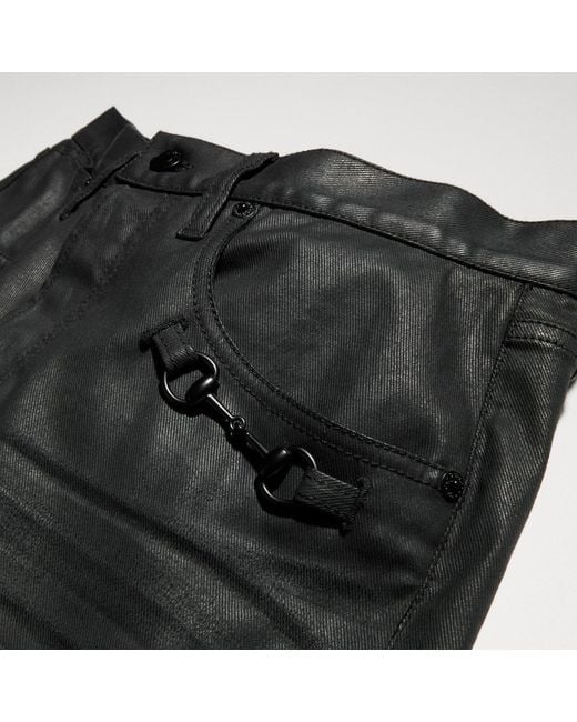 Gucci Black Flared Coated Cotton Twill Denim Pants for men