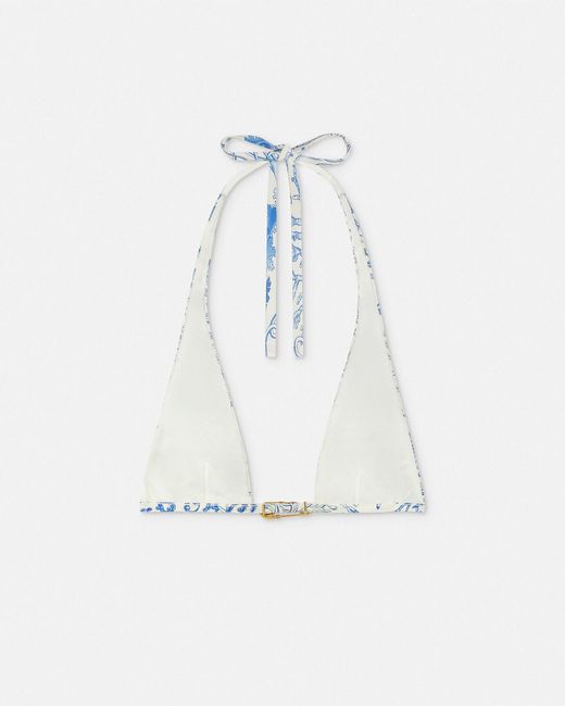 Versace Blue Underwater Barocco Triangle Bikini Top