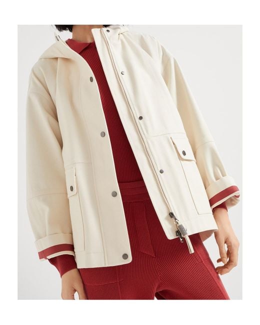 Brunello Cucinelli Red Zip-Up Hooded Jacket