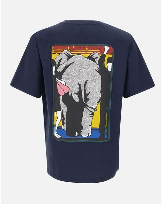 KENZO Blue Paris Logo Printed Crewneck T-Shirt for men