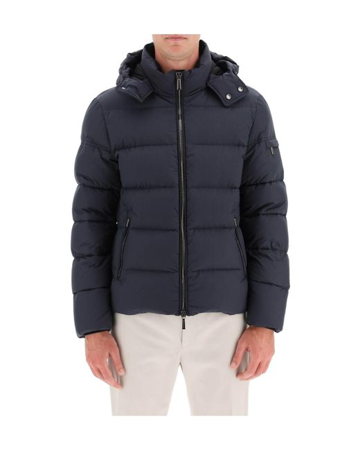 Moorer Blue Brett-Skt Hooded Zipped Down Jacket for men