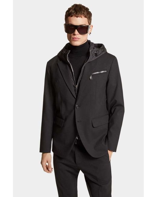 DSquared² Black Double Layered Hooded Jacket for men