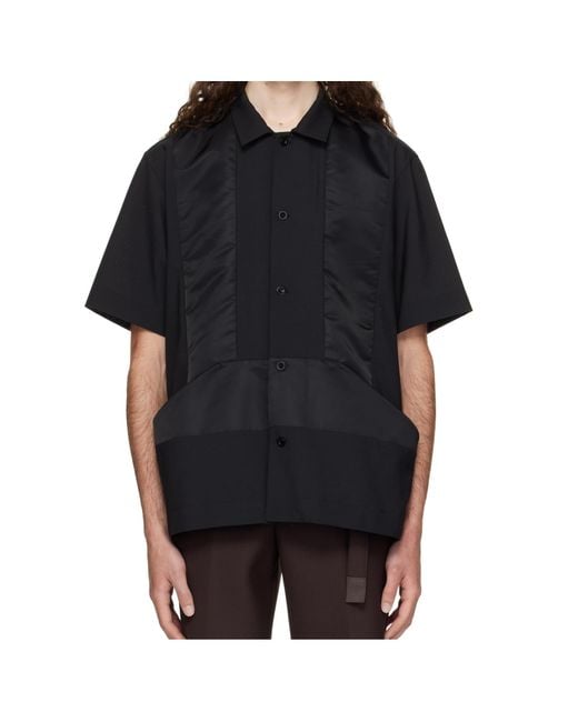 Sacai Black Pleated Shirt for men