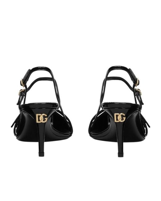 Dolce & Gabbana White Dg Logo Plaque Slingbacks