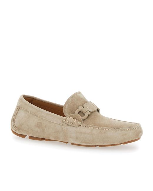 Ferragamo White Round Toe Loafers for men